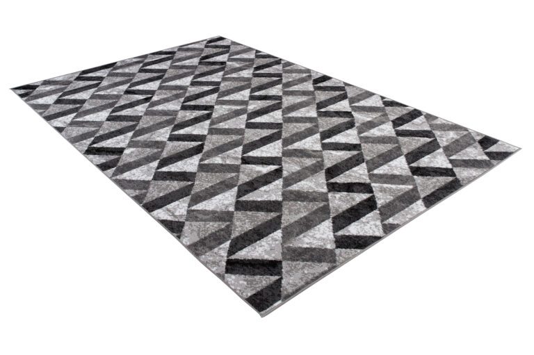 Teppich Maya Grau Schwarz Abstrakt Zigzags