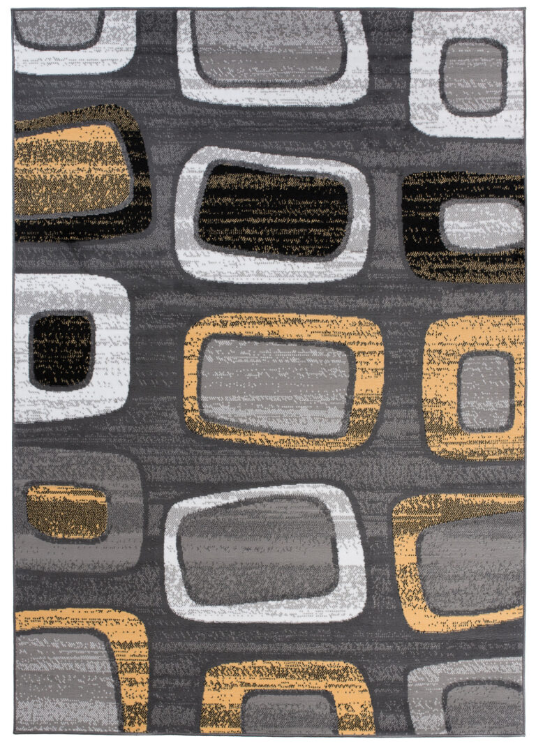 Teppich Maya Gelb Grau Geometrisch