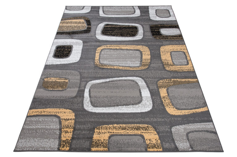 Teppich Maya Gelb Grau Geometrisch