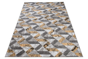 Teppich Maya Grau Gelb Abstrakt Zigzags