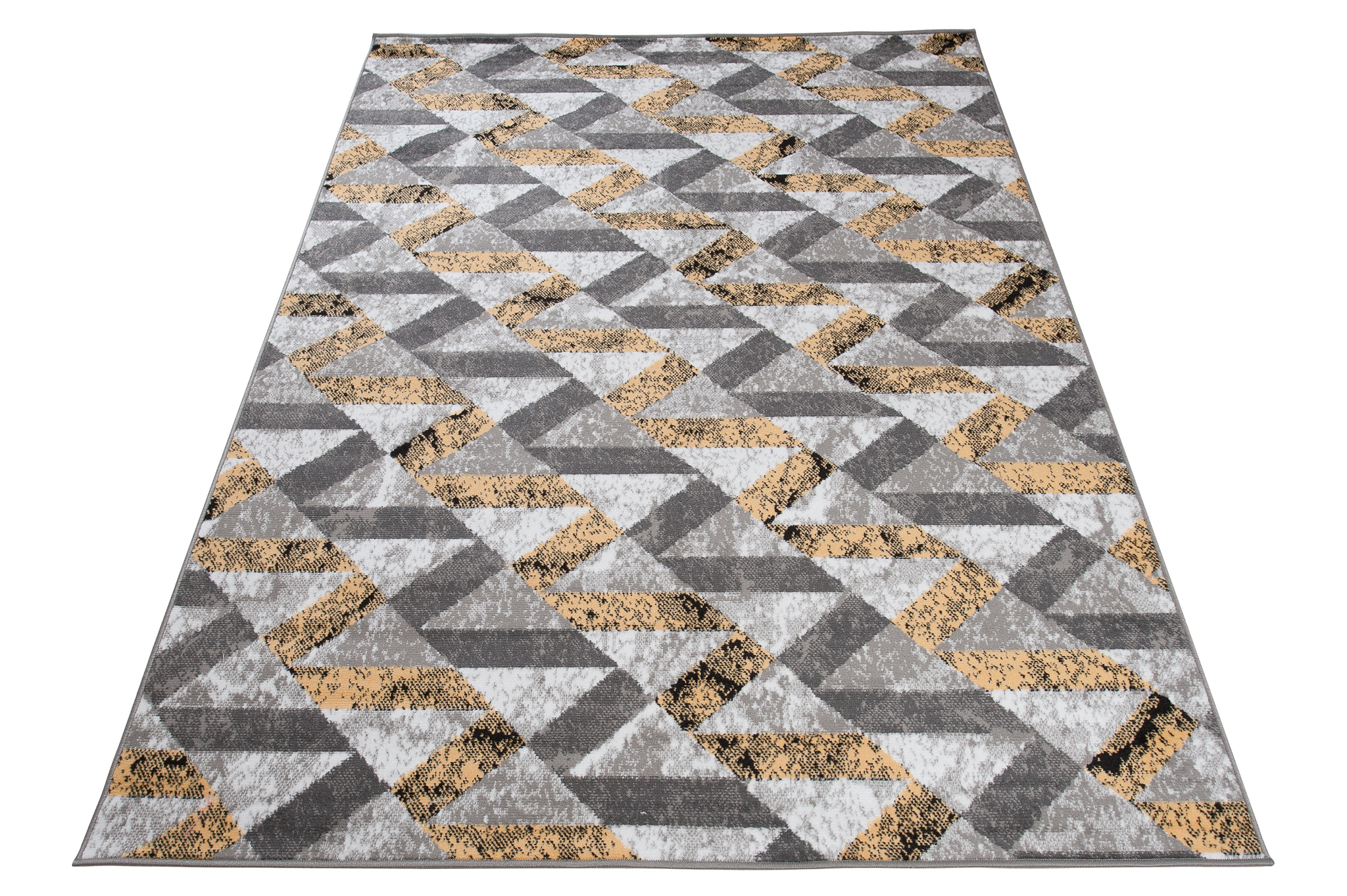 Teppich Maya Grau Gelb Abstrakt Zigzags