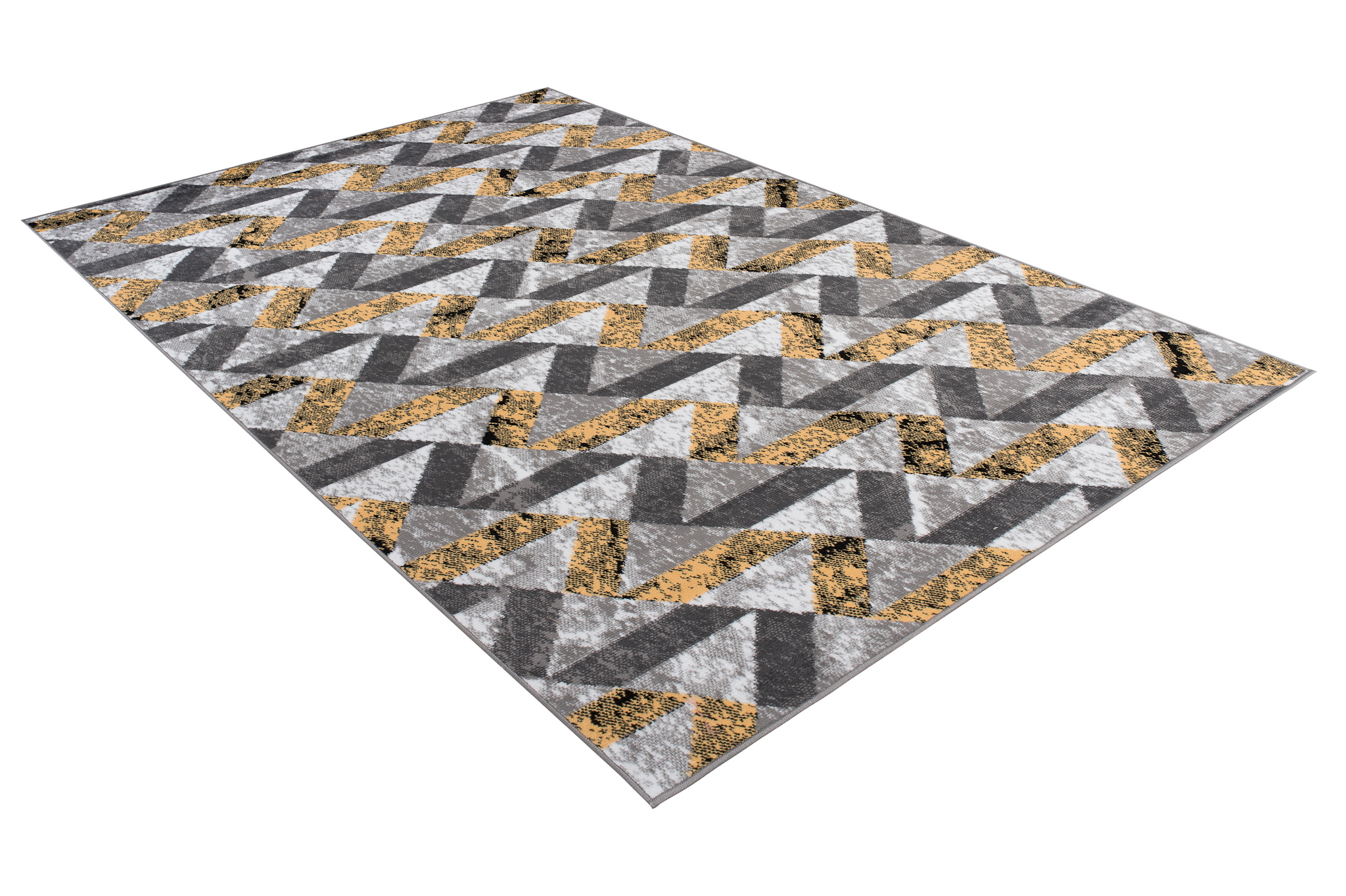 Teppich Maya Grau Gelb Abstrakt Zigzags