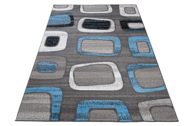 Teppich Maya Blau Grau Geometrisch