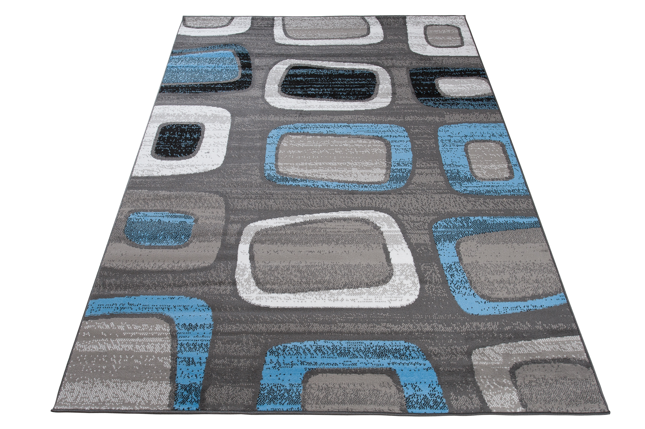 Teppich Maya Blau Grau Geometrisch