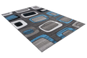 Teppich Maya Blau Grau Geometrisch