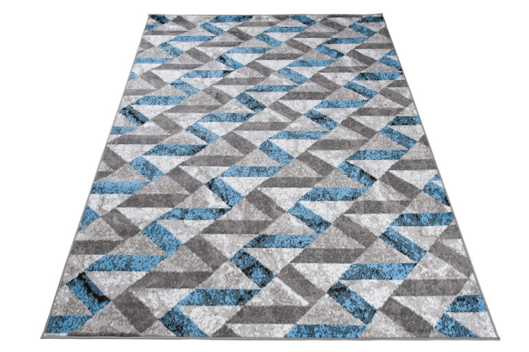 Teppich Maya Grau Blau Abstrakt Zigzags