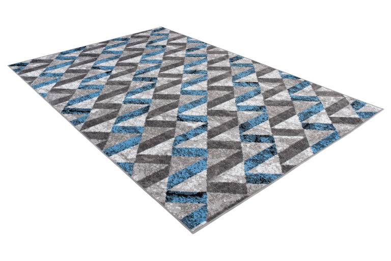 Teppich Maya Grau Blau Abstrakt Zigzags