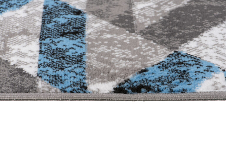 Teppich Maya Grau Blau Abstrakt Zigzags