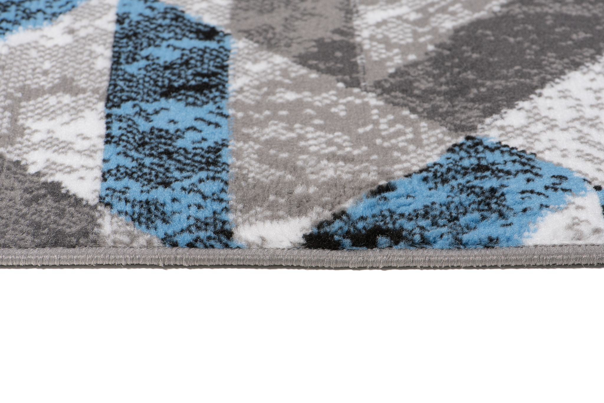 Teppich Maya Grau Blau Abstrakt Zigzags