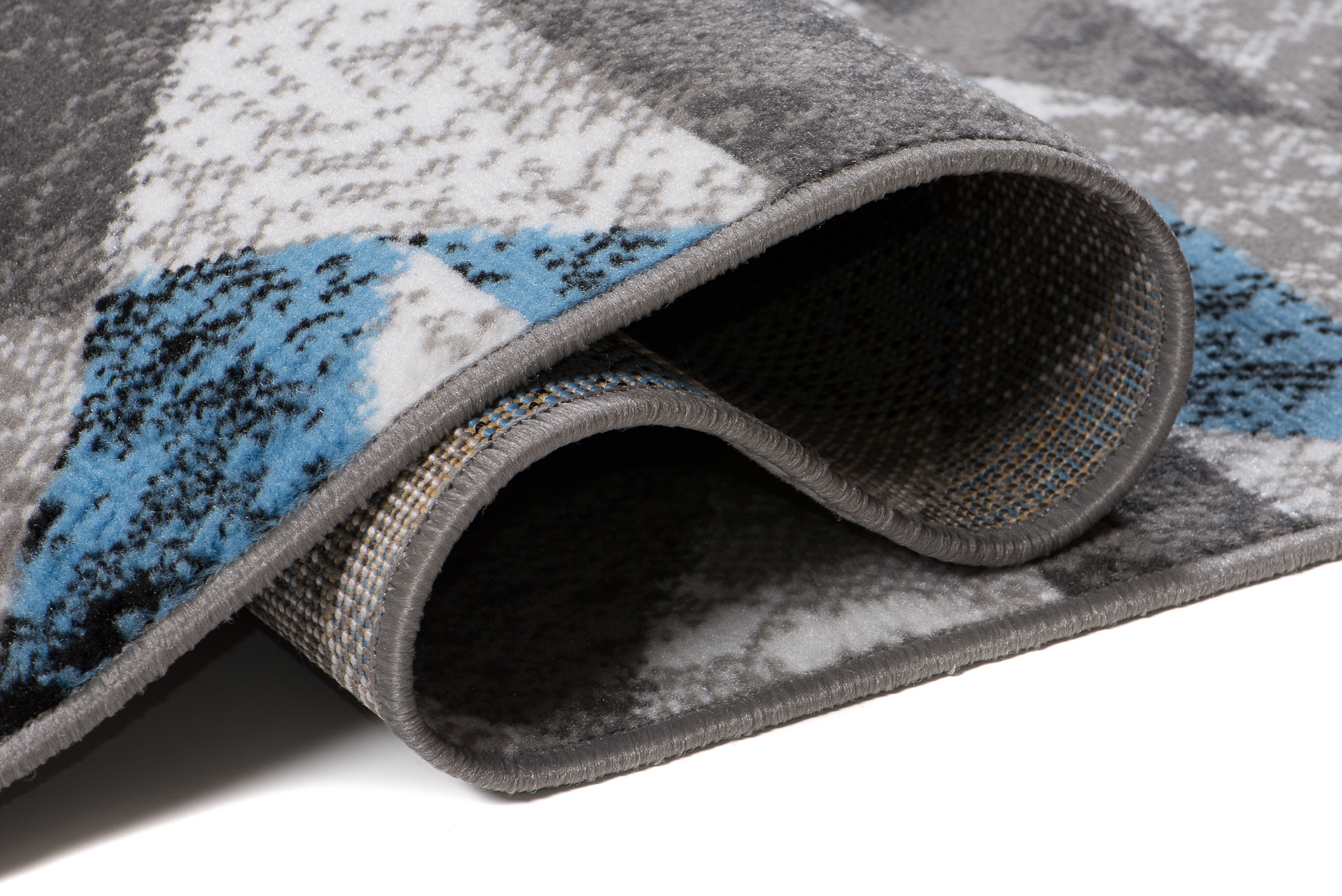 Teppich Maya Grau Blau Abstrakt Zigzags