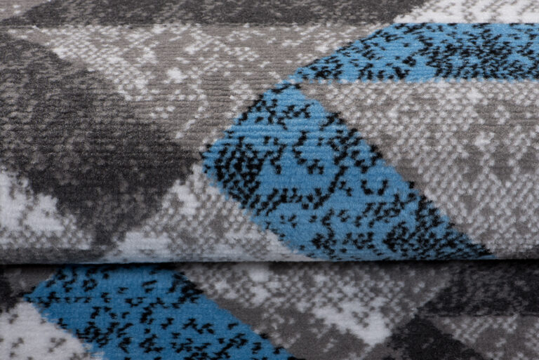 Teppich Maya Grau Blau Abstrakt Zigzags