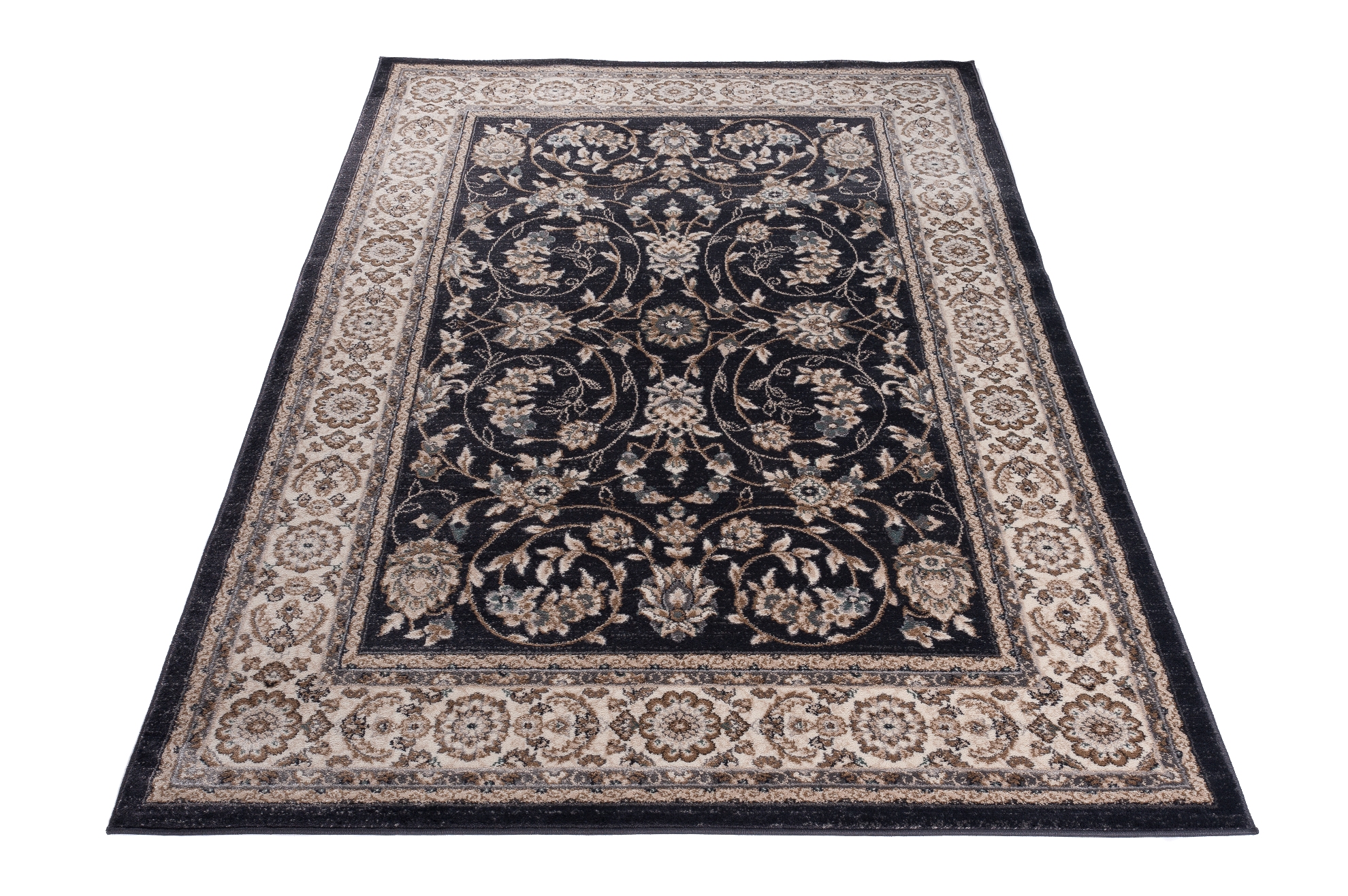 Teppich Colorado Traditioneller Schwarz Creme Floral