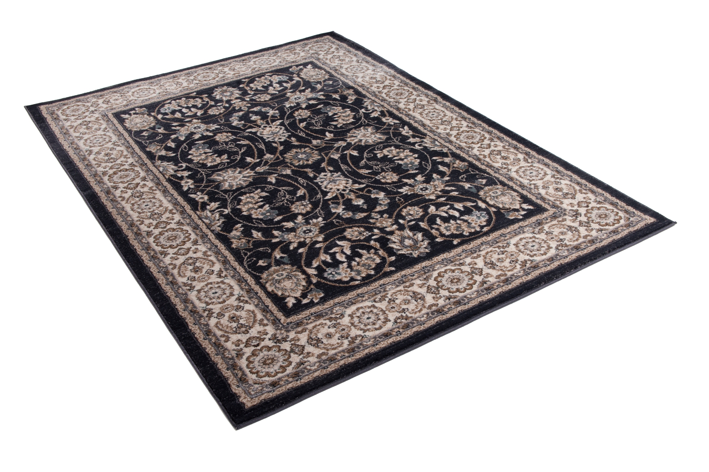 Teppich Colorado Traditioneller Schwarz Creme Floral