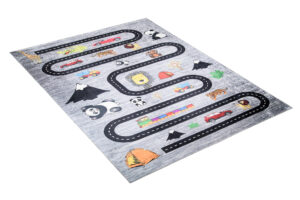 Teppich Emma Kinderzimmer Grau Straße Anti-Rutsch