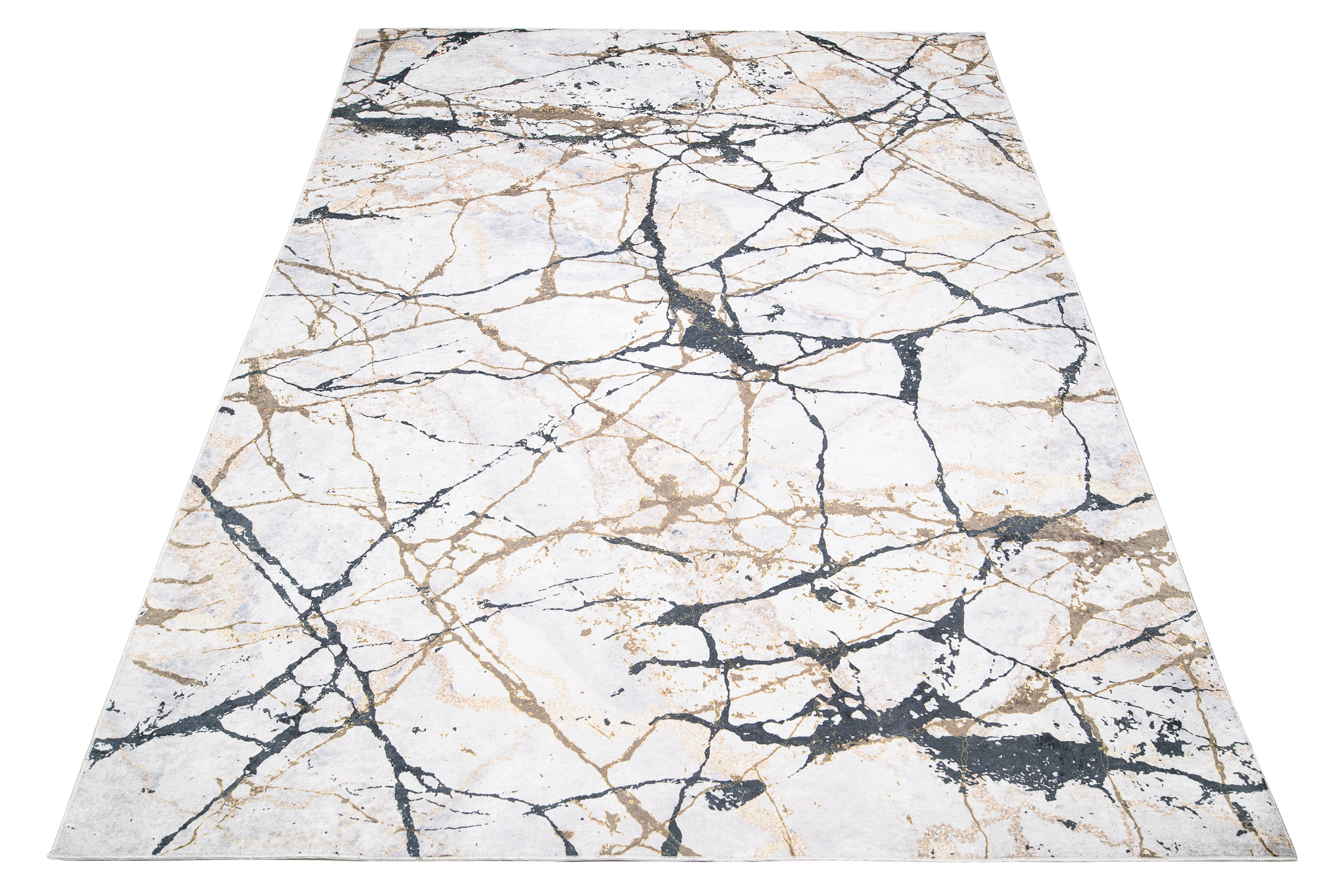 Teppich Toscana Creme Gold Schwarz Marmor