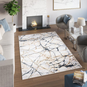 Teppich Toscana Creme Gold Schwarz Marmor