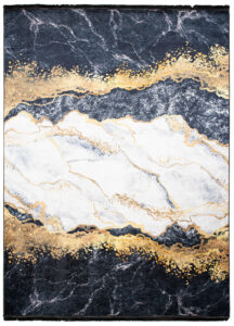 Teppich Toscana Fransen Grau Golden Abstrakt