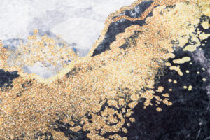 Teppich Toscana Fransen Grau Golden Abstrakt