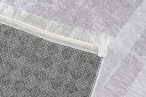 Teppich Toscana Fransen Hellgrau Rahmen