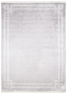 Teppich Toscana Fransen Hellgrau Rahmen