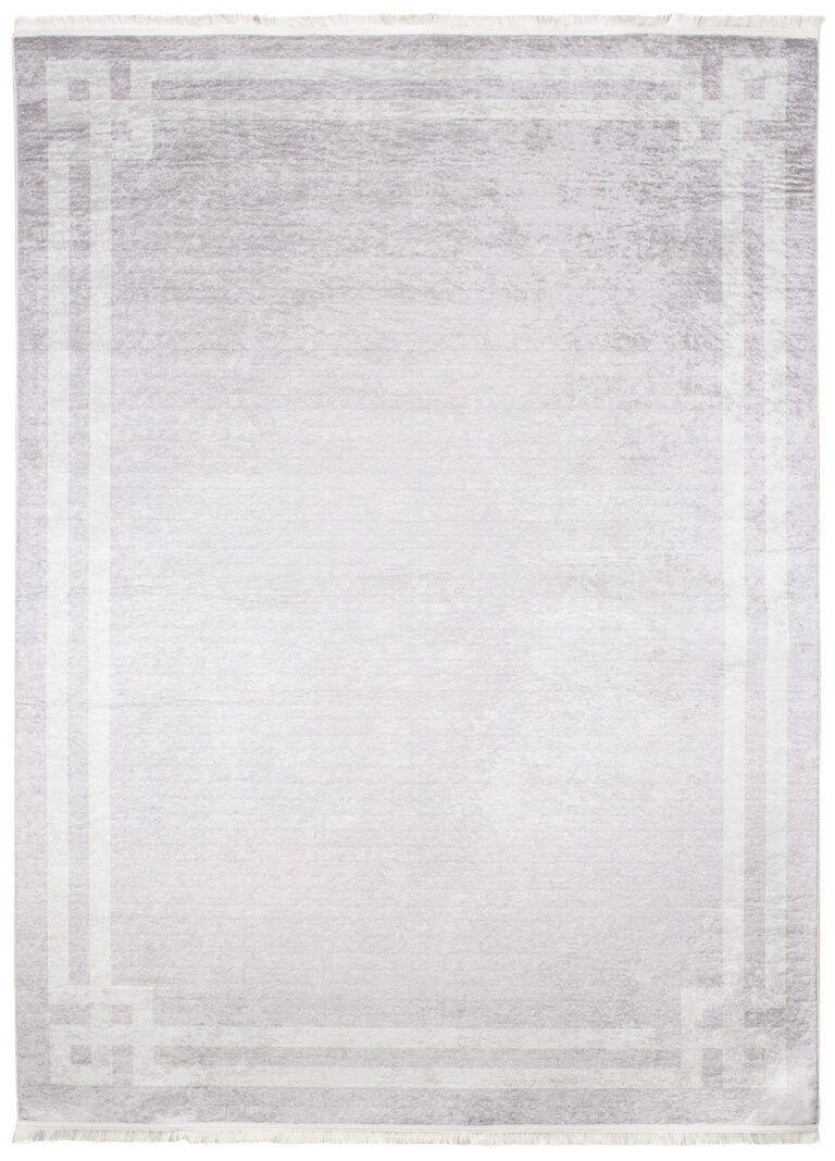 Teppich Toscana Fransen Hellgrau Rahmen