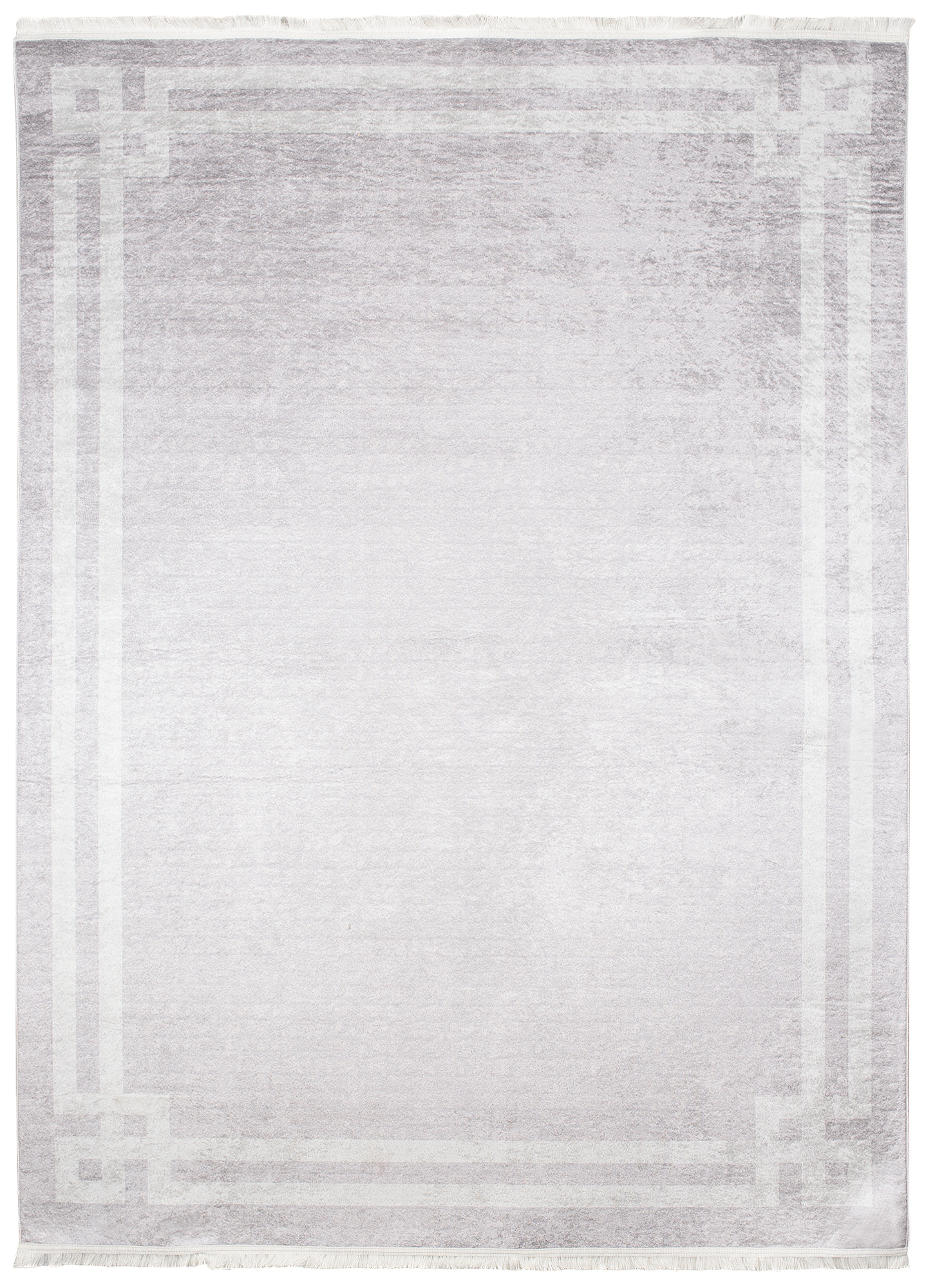 Teppich Toscana Fransen Hellgrau Rahmen