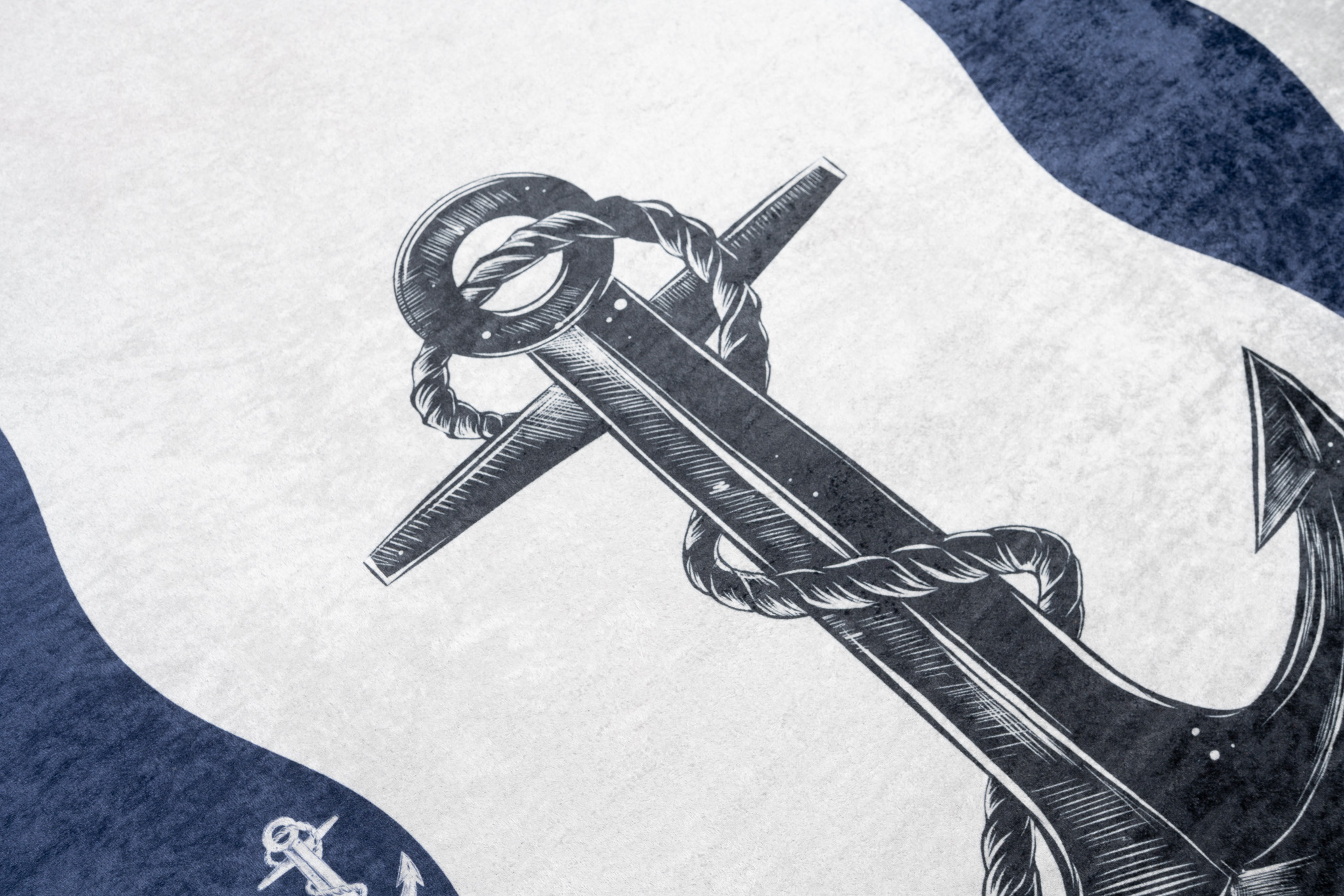 Teppich Emma Kinderzimmer Dunkelblau Weiß Anker Rutschfest