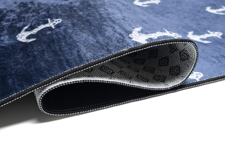 Teppich Emma Kinderzimmer Dunkelblau Weiß Anker Rutschfest