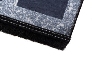 Teppich Toscana Fransen Grau Blau Rahmen