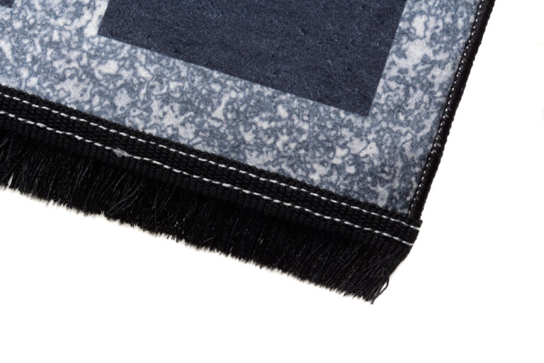 Teppich Toscana Fransen Grau Blau Rahmen