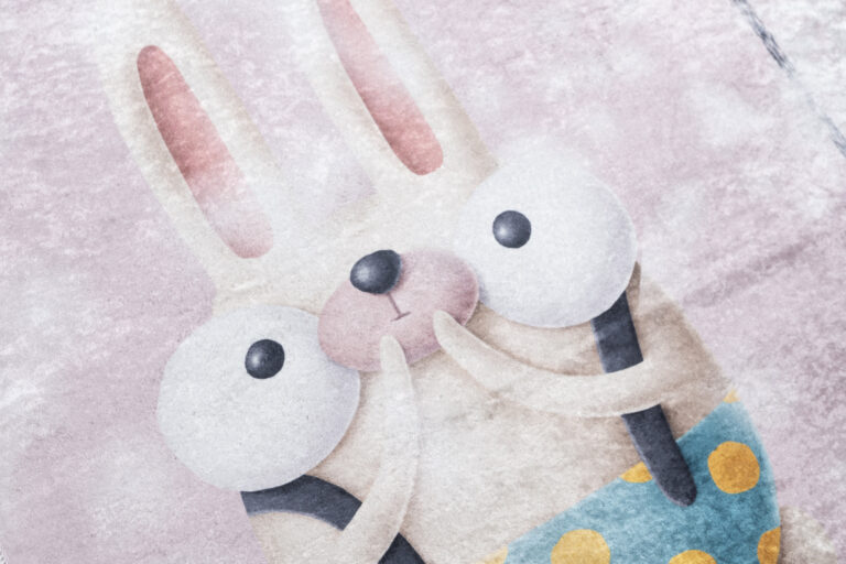 Teppich Emma Kinderzimmer Rosa Hasen Himmel und Hölle