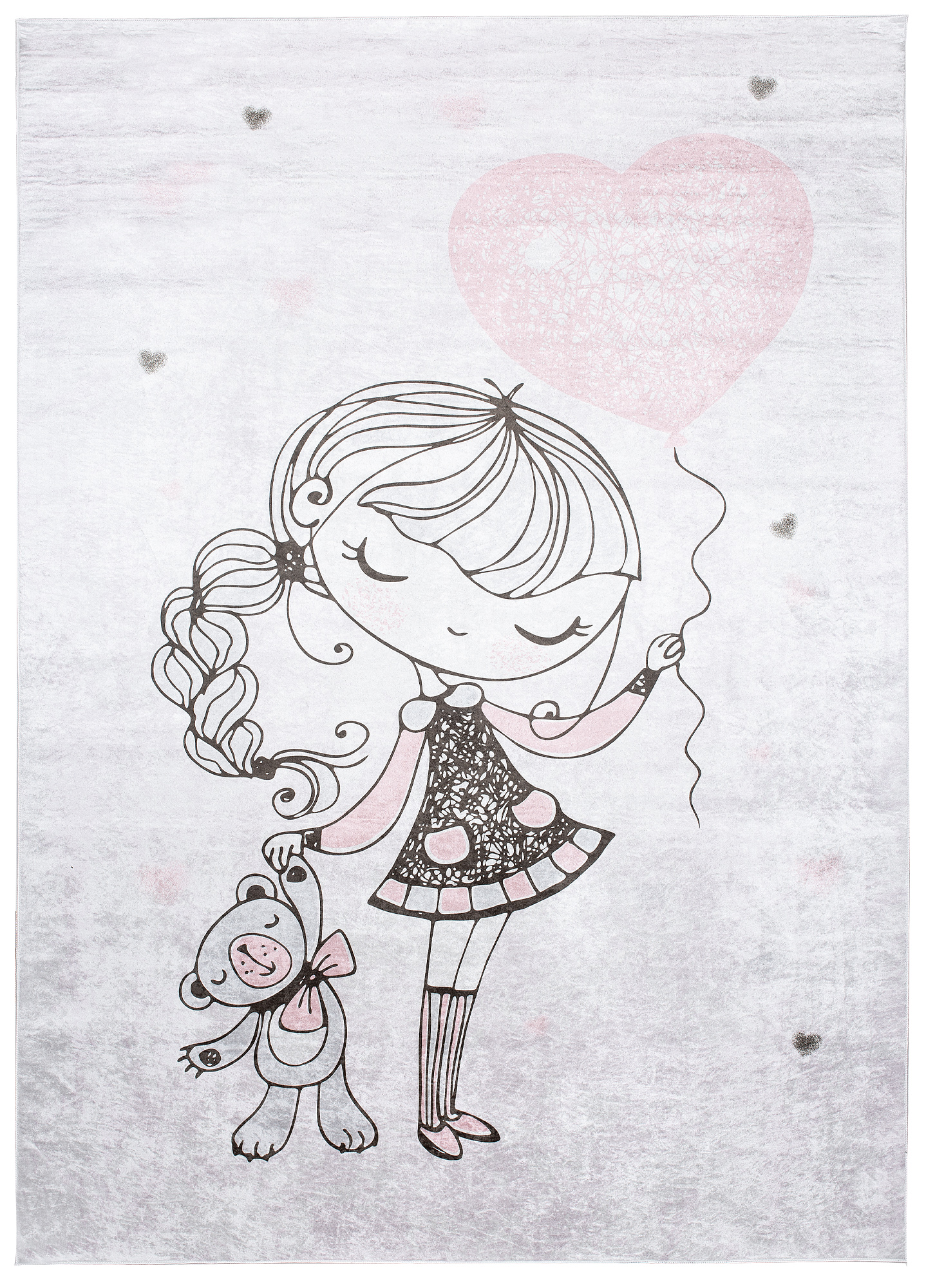 Teppich Emma Kinderzimmer Grau Mädchen Bär Rutschfest