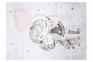 Teppich Emma Kinderzimmer Grau Mädchen Bär Rutschfest