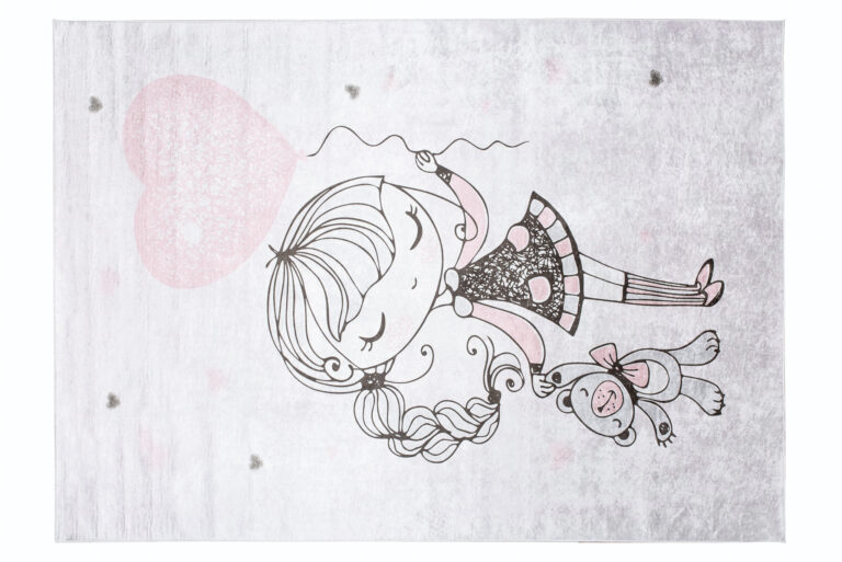 Teppich Emma Kinderzimmer Grau Mädchen Bär Rutschfest