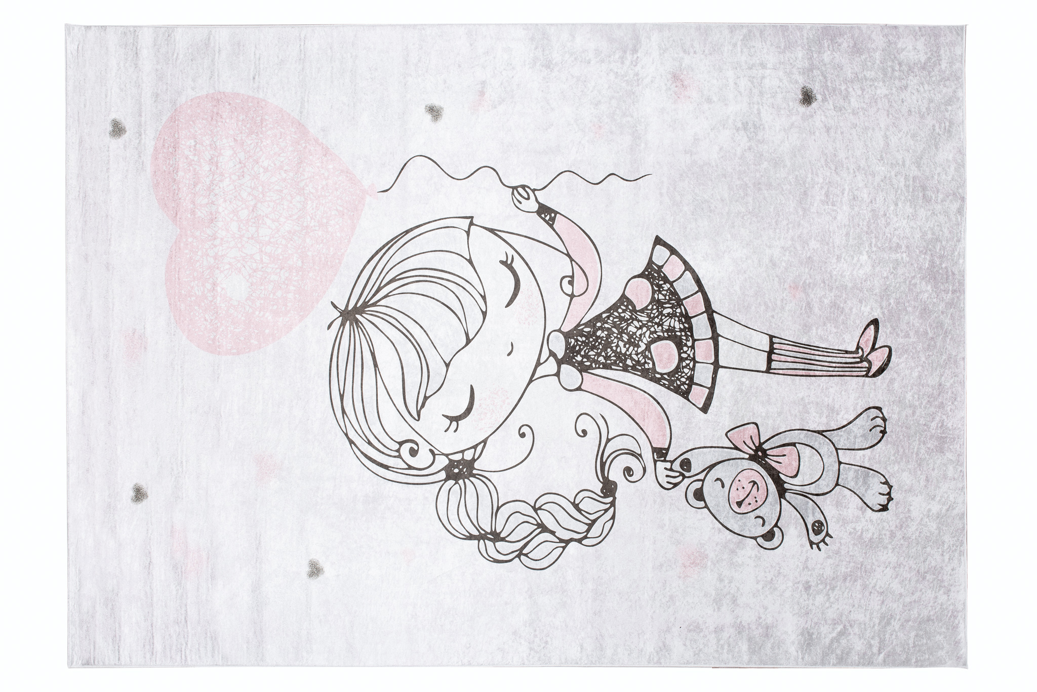 Teppich Emma Kinderzimmer Grau Mädchen Bär Rutschfest