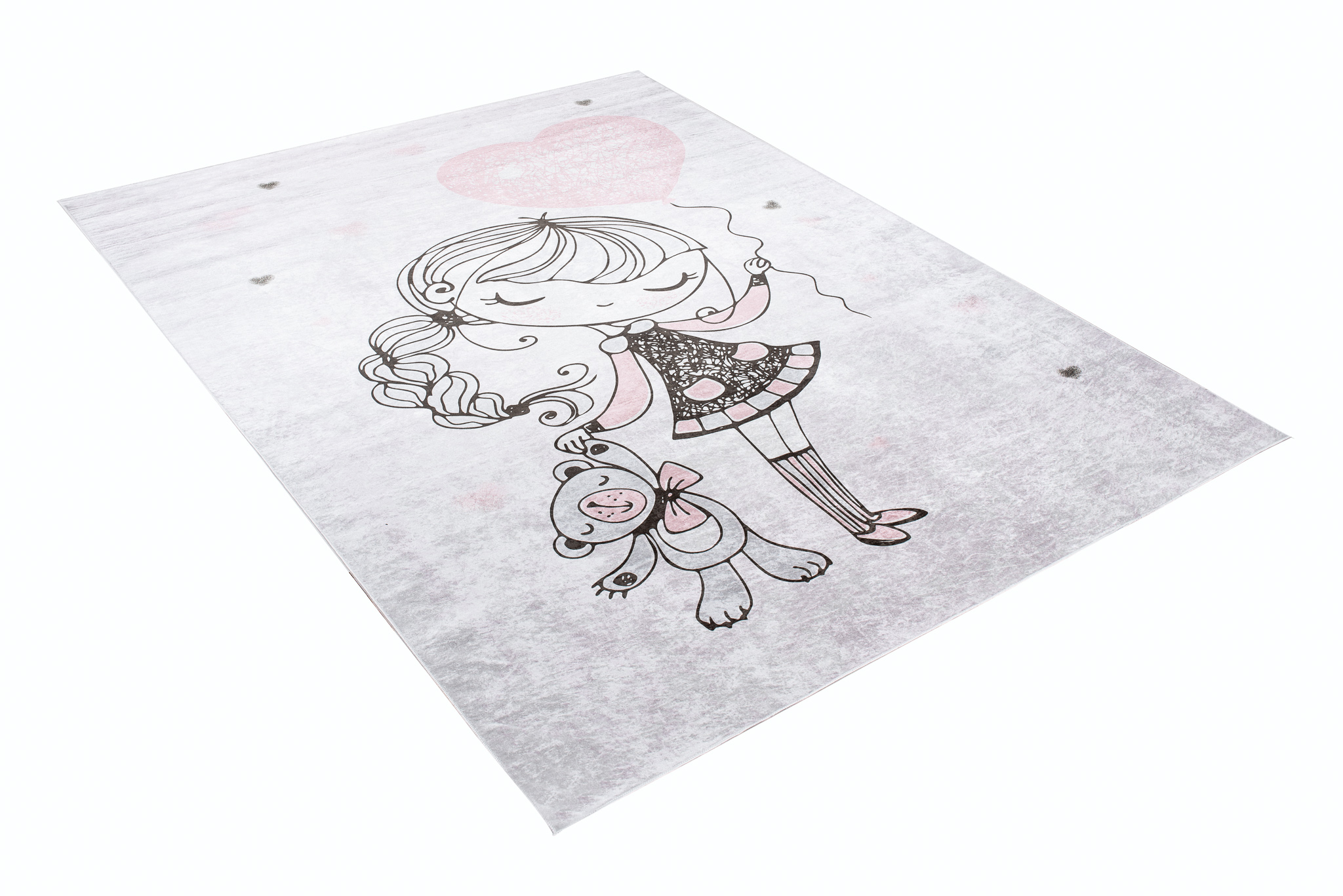 Teppich Emma Kinderzimmer Grau Mädchen Bär Rutschfest