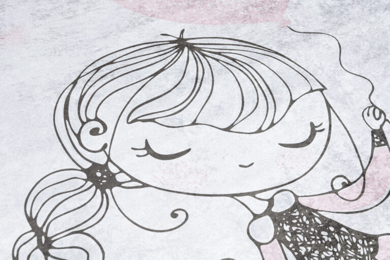 Teppich Emma Kinderzimmer Grau Mädchen Bär Rutschfest