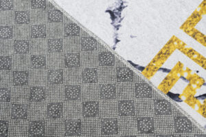 Teppich Toscana Grau Marmor Goldrahmen Rutschfest