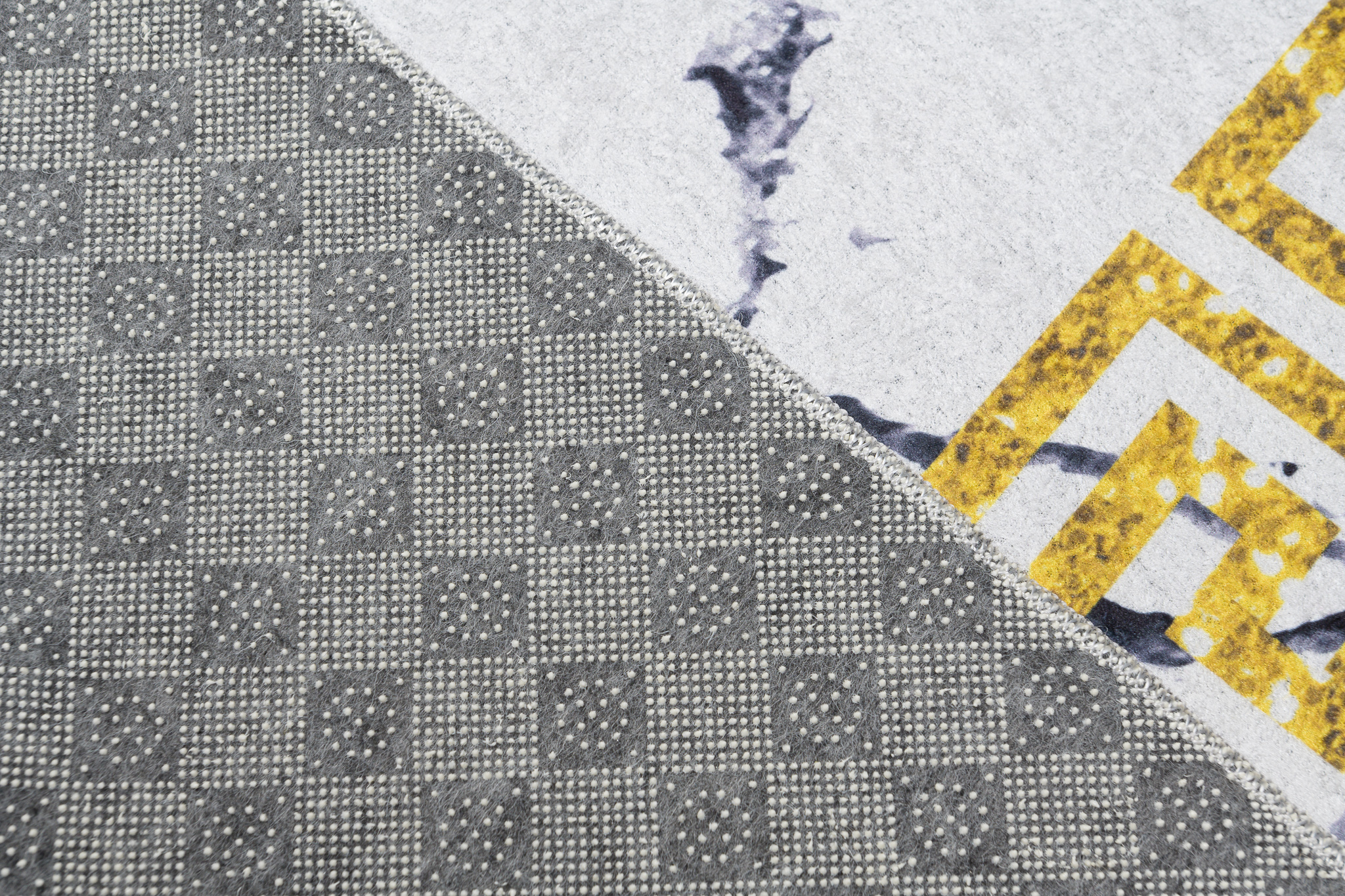 Teppich Toscana Grau Marmor Goldrahmen Rutschfest