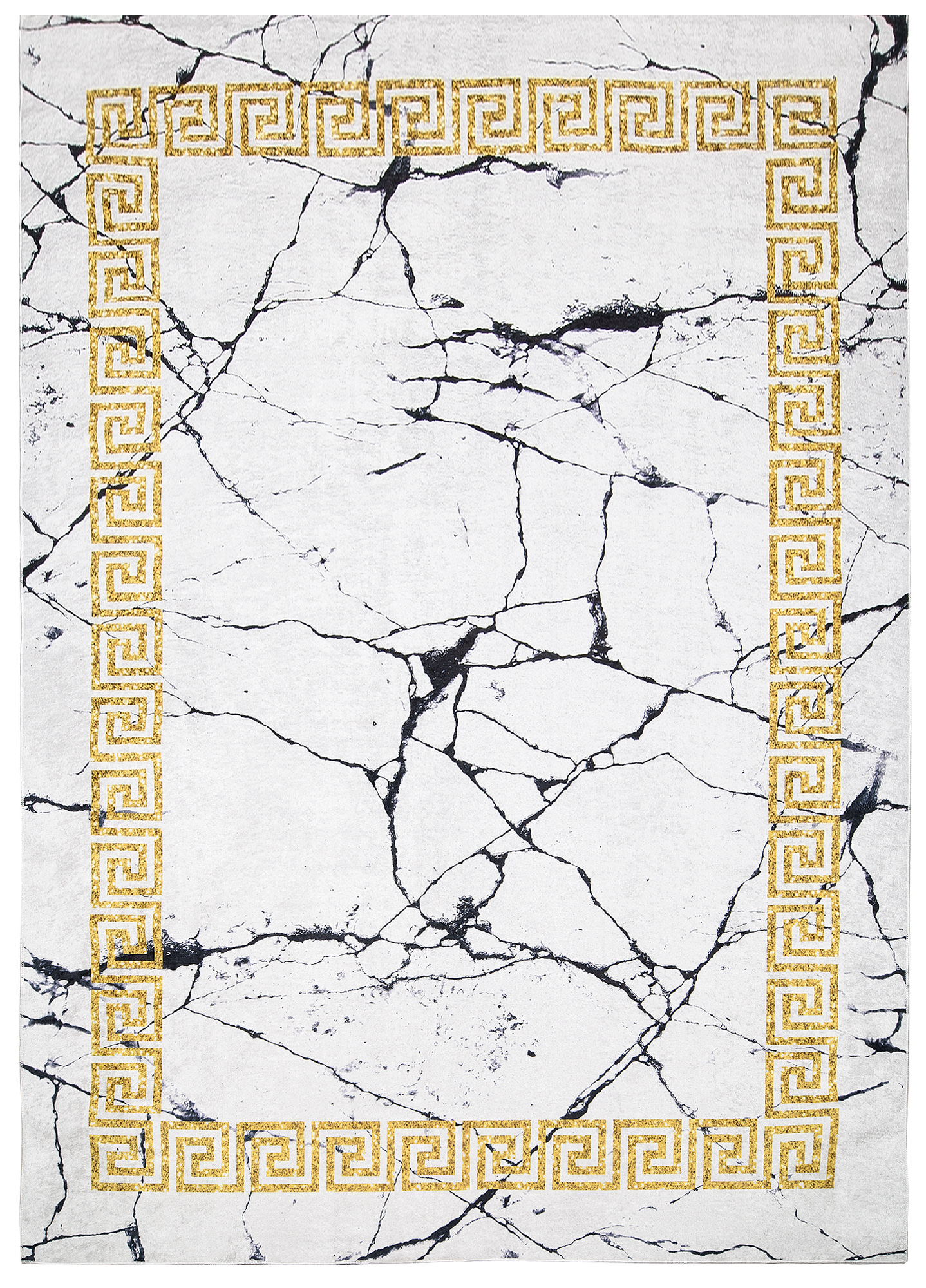 Teppich Toscana Grau Marmor Goldrahmen Rutschfest