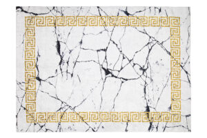 Teppich Toscana Grau Marmor Goldrahmen Rutschfest