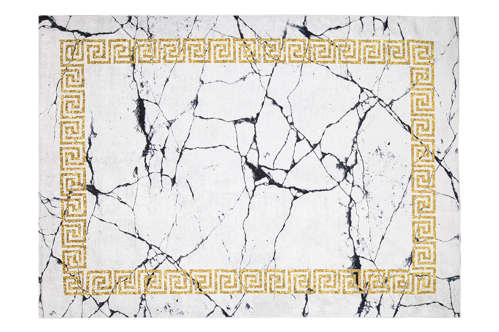 Teppich Toscana Grau Marmor Goldrahmen Rutschfest