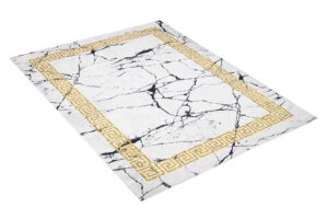 Teppich Toscana Grau Marmor Goldrahmen Rutschfest
