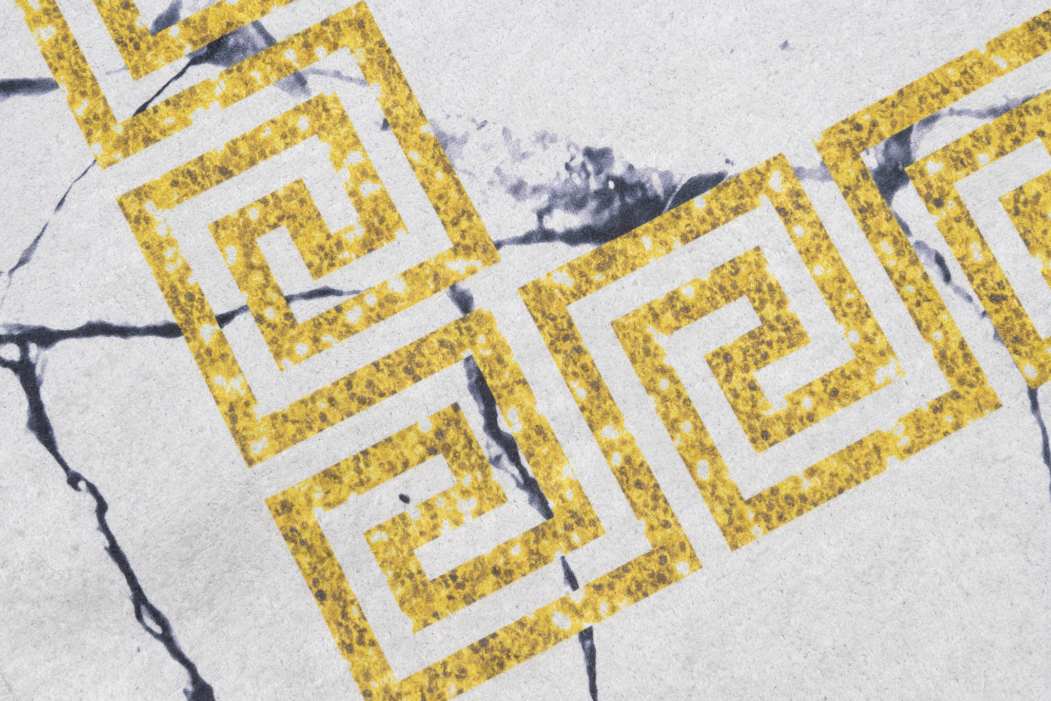 Teppich Toscana Grau Marmor Goldrahmen Rutschfest