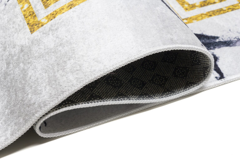 Teppich Toscana Grau Marmor Goldrahmen Rutschfest