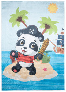 Teppich Emma Rutschfest Waschbar Panda Pirat