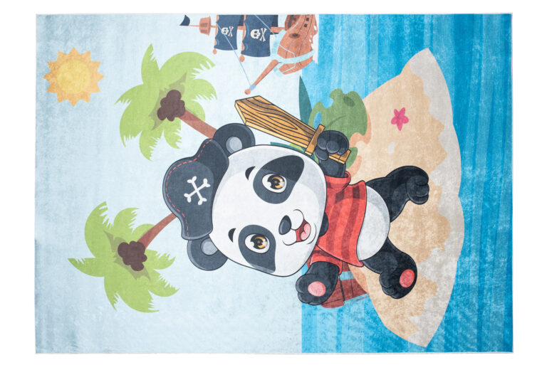 Teppich Emma Rutschfest Waschbar Panda Pirat