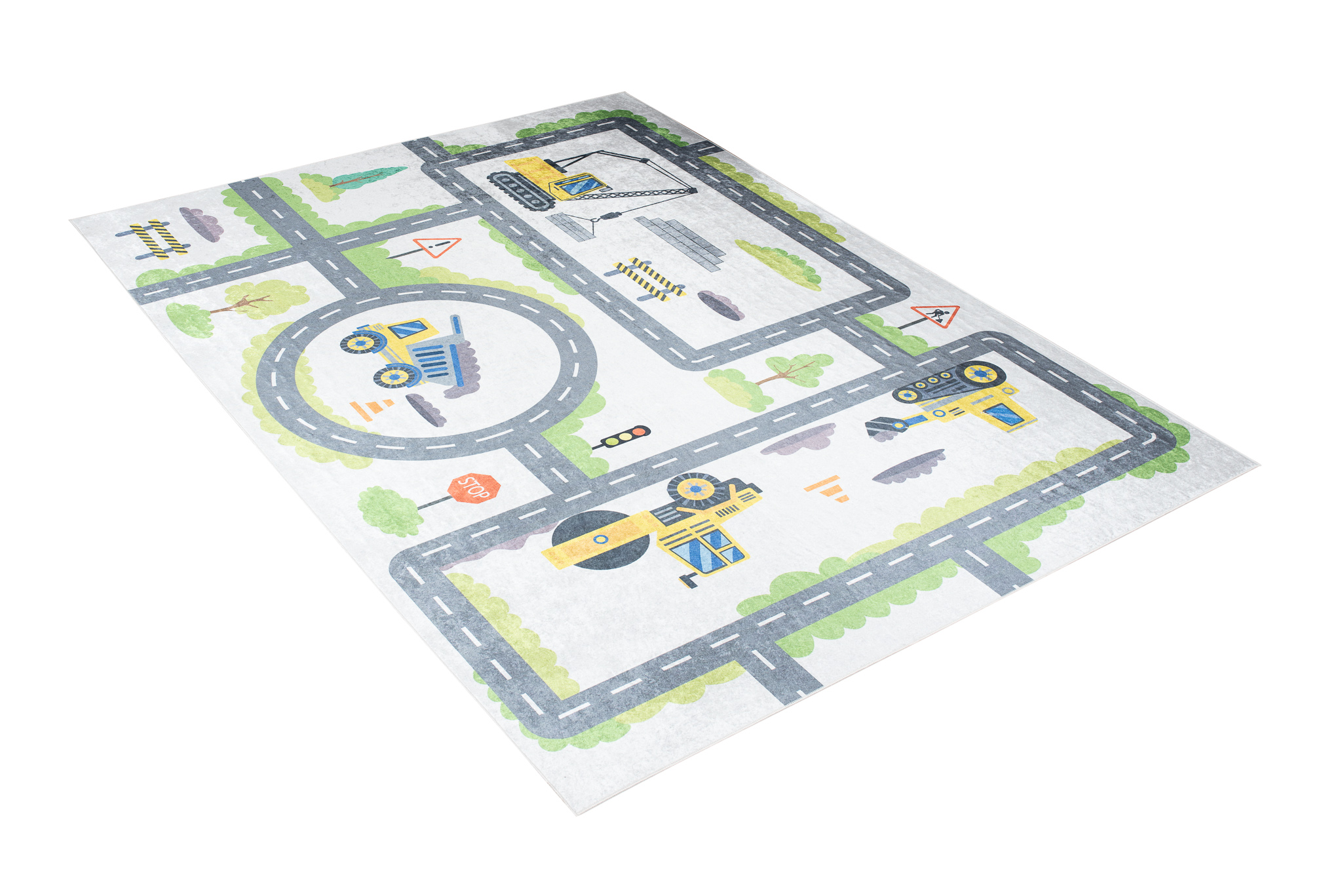 Teppich Emma Rutschfest Waschbar Grau Baustelle Straße