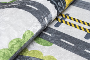 Teppich Emma Rutschfest Waschbar Grau Baustelle Straße