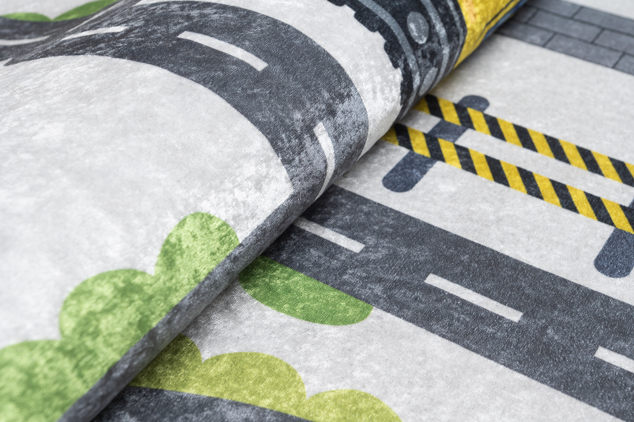 Teppich Emma Rutschfest Waschbar Grau Baustelle Straße